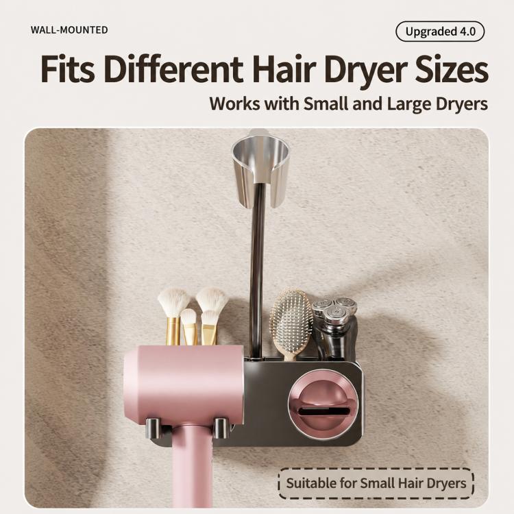 No-drill Suction Cup Bathroom Hair Dryer Holder Storage Wall-mounted Rack, with Lazy Rack, without Lazy Rack