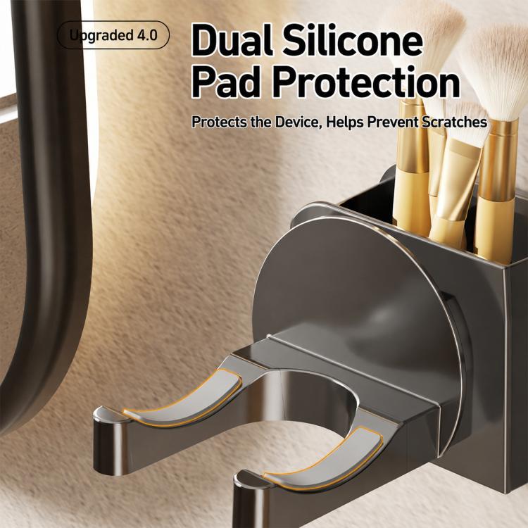 No-drill Suction Cup Bathroom Hair Dryer Holder Storage Wall-mounted Rack, with Lazy Rack, without Lazy Rack
