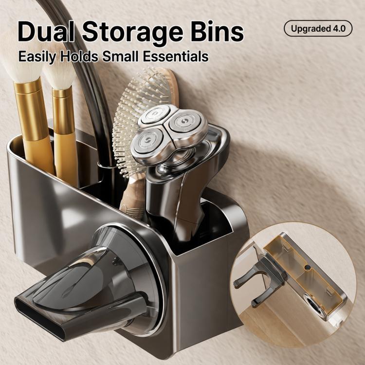 No-drill Suction Cup Bathroom Hair Dryer Holder Storage Wall-mounted Rack, with Lazy Rack, without Lazy Rack