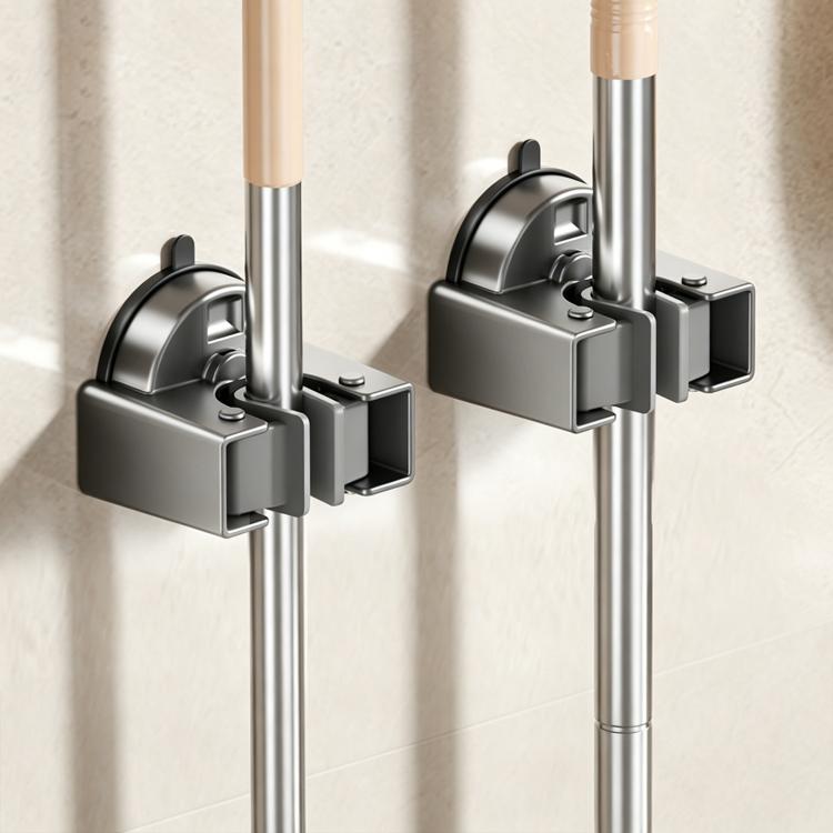 No-drill Suction Cup Wall Mount Mop Holder Broom Storage Clip, Mop Holder, Electroplated Mop Holder, Integrated Mop Holder, Classic Mop Holder, 2pcs Mop Holder, 2pcs Electroplated Mop Holder, 2pcs Integrated Mop Holder, 2pcs Classic Mop Holder         ...