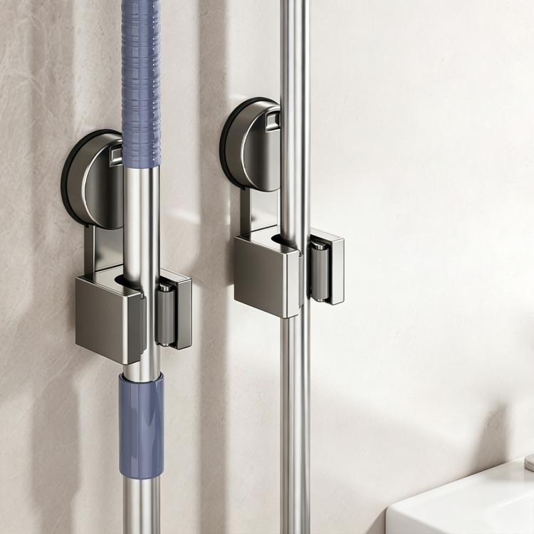 No-drill Suction Cup Wall Mount Mop Holder Broom Storage Clip, Mop Holder, Electroplated Mop Holder, Integrated Mop Holder, Classic Mop Holder, 2pcs Mop Holder, 2pcs Electroplated Mop Holder, 2pcs Integrated Mop Holder, 2pcs Classic Mop Holder         ...