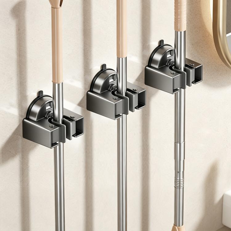 No-drill Suction Cup Wall Mount Mop Holder Broom Storage Clip, Mop Holder, Electroplated Mop Holder, Integrated Mop Holder, Classic Mop Holder, 2pcs Mop Holder, 2pcs Electroplated Mop Holder, 2pcs Integrated Mop Holder, 2pcs Classic Mop Holder         ...