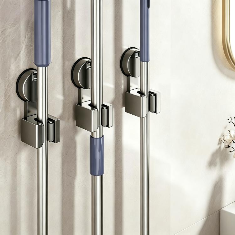 No-drill Suction Cup Wall Mount Mop Holder Broom Storage Clip, Mop Holder, Electroplated Mop Holder, Integrated Mop Holder, Classic Mop Holder, 2pcs Mop Holder, 2pcs Electroplated Mop Holder, 2pcs Integrated Mop Holder, 2pcs Classic Mop Holder         ...