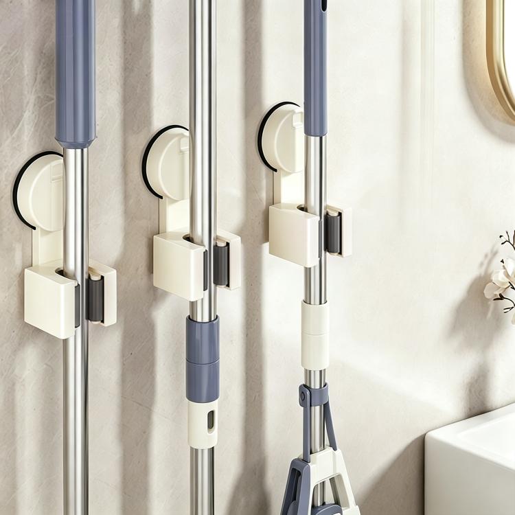 No-drill Suction Cup Wall Mount Mop Holder Broom Storage Clip, Mop Holder, Electroplated Mop Holder, Integrated Mop Holder, Classic Mop Holder, 2pcs Mop Holder, 2pcs Electroplated Mop Holder, 2pcs Integrated Mop Holder, 2pcs Classic Mop Holder         ...