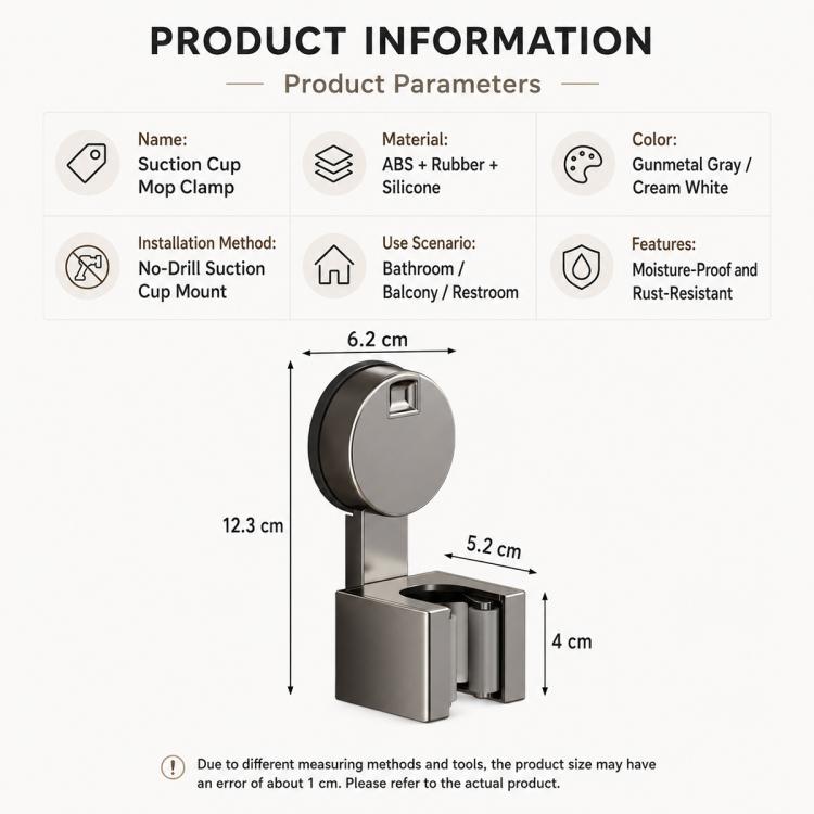 No-drill Suction Cup Wall Mount Mop Holder Broom Storage Clip, Mop Holder, Electroplated Mop Holder, Integrated Mop Holder, Classic Mop Holder, 2pcs Mop Holder, 2pcs Electroplated Mop Holder, 2pcs Integrated Mop Holder, 2pcs Classic Mop Holder         ...
