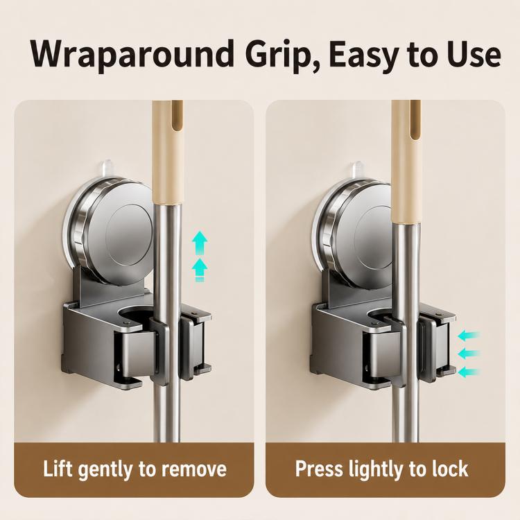 No-drill Suction Cup Wall Mount Mop Holder Broom Storage Clip, Mop Holder, Electroplated Mop Holder, Integrated Mop Holder, Classic Mop Holder, 2pcs Mop Holder, 2pcs Electroplated Mop Holder, 2pcs Integrated Mop Holder, 2pcs Classic Mop Holder         ...
