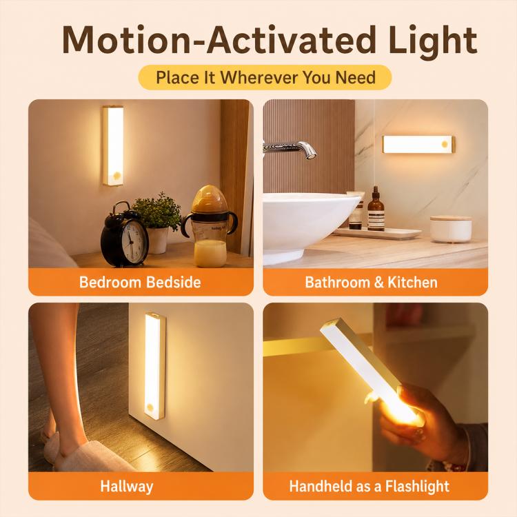 Intelligent Motion Sensor LED Night Light Bar Bedside Lamp, 10cm 1W, 20cm 2W, 30cm 3W, 50cm 5W