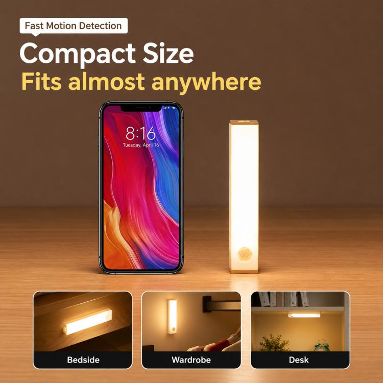 Intelligent Motion Sensor LED Night Light Bar Bedside Lamp, 10cm 1W, 20cm 2W, 30cm 3W, 50cm 5W