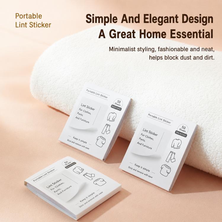 Portable Mini Pocket Disposable Lint Remover Stickers, 50pcs/Pack 8.5x7.2cm, 40pcs/Pack 10x7.8cm