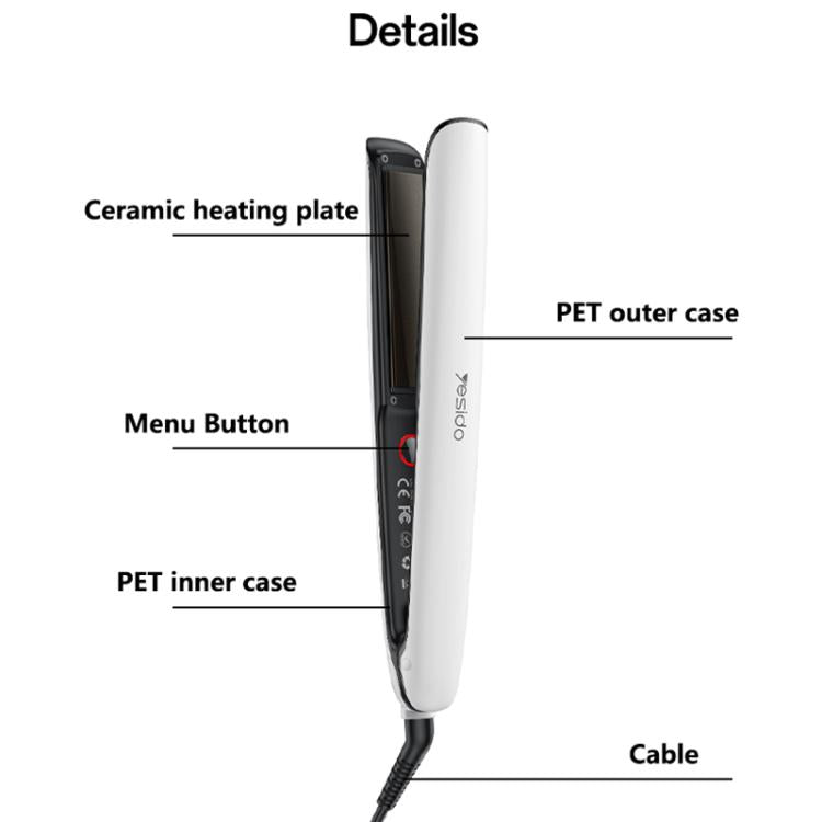 Yesido MG31 Negative Ion 3-Temperature Settings Fast Heating Ceramic Plates Hair Straightener, EU Plug, UK Plug