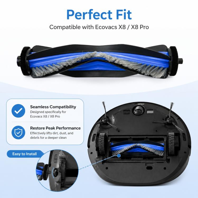 Replacement Accessories for Ecovacs DEEBOT X8 OMNI / X8 Pro OMNI Robot Vacuum Cleaner, Main Brush, Side Brush, Filter, Activated Carbon Filter, Dust Bag, Activated Carbon Dust Bag, Roller Mop, Main Brush Cover, Water Tray, Dust Box, Dirty Water Tank   ...