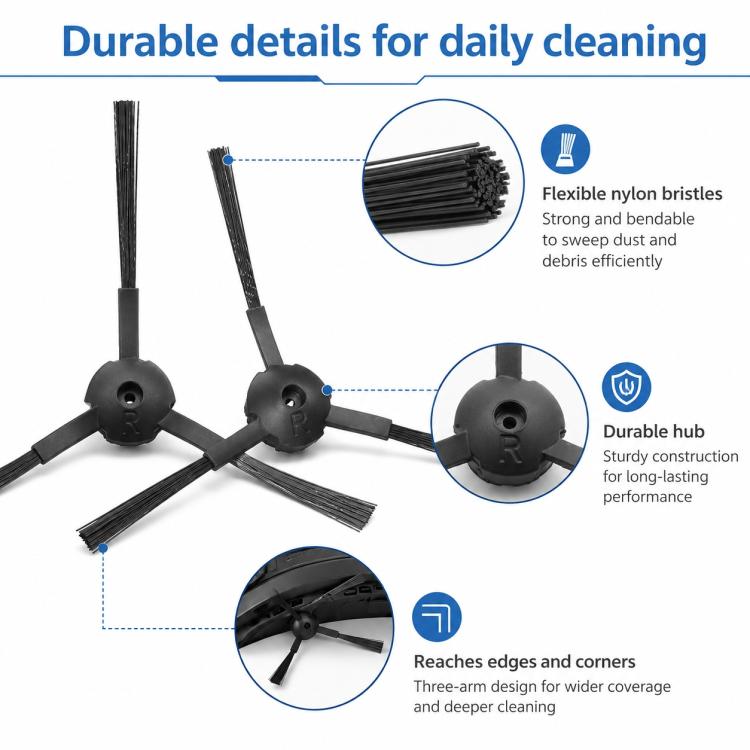 Replacement Accessories for Ecovacs DEEBOT CEN540 / CEN546 / CR120 Robot Vacuum Cleaner, New Side Brush, Old Side Brush, New Mop Pad, Old Mop Pad, Filter