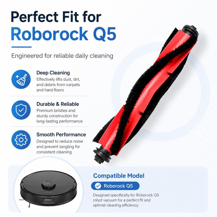 Replacement Accessories for Roborock Q5 Robot Vacuum Cleaner, Main Brush, Black Five Arm Side Brush, White Five Arm Side Brush, Dual Filter, Dust Bag, Activated Carbon Dust Bag