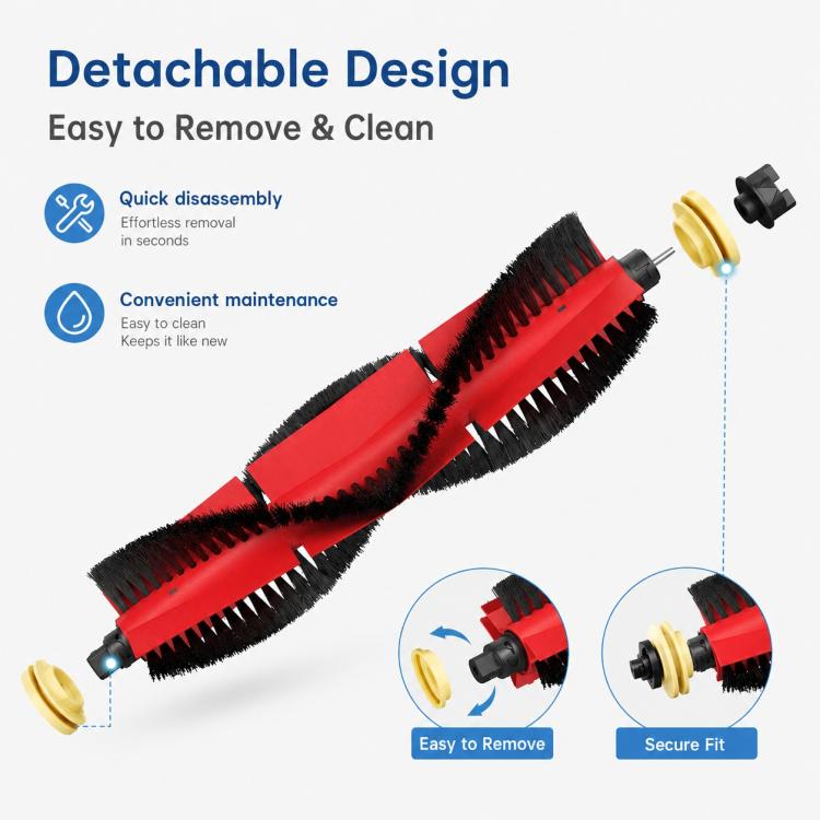 For Xiaomi Mijia Robot Vacuum Mop 2 Pro MJST1S Replacement Parts, Detachable Main Brush, Dual White Side Brush, Dual Black Side Brush, White Five Arm Side Brush, Black Five Arm Side Brush, Mop Pad
