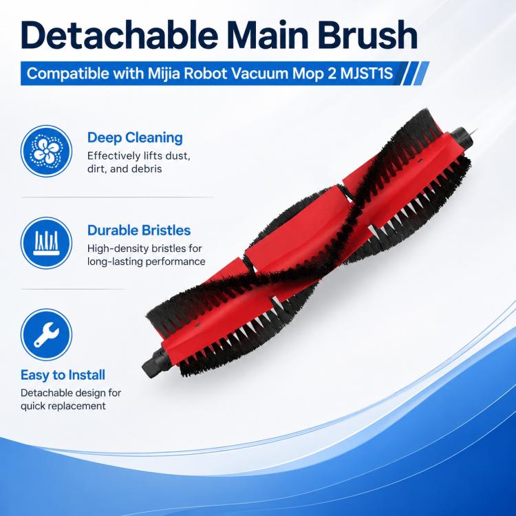 For Xiaomi Mijia Robot Vacuum Mop 2 MJST1S Replacement Parts, Detachable Main Brush, Dual White Side Brush, Dual Black Side Brush, Dual Filter, Filter-Free Dust Box, Mop Pad