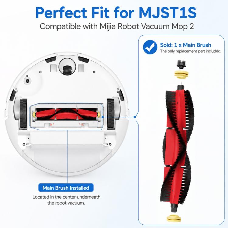 For Xiaomi Mijia Robot Vacuum Mop 2 MJST1S Replacement Parts, Detachable Main Brush, Dual White Side Brush, Dual Black Side Brush, Dual Filter, Filter-Free Dust Box, Mop Pad