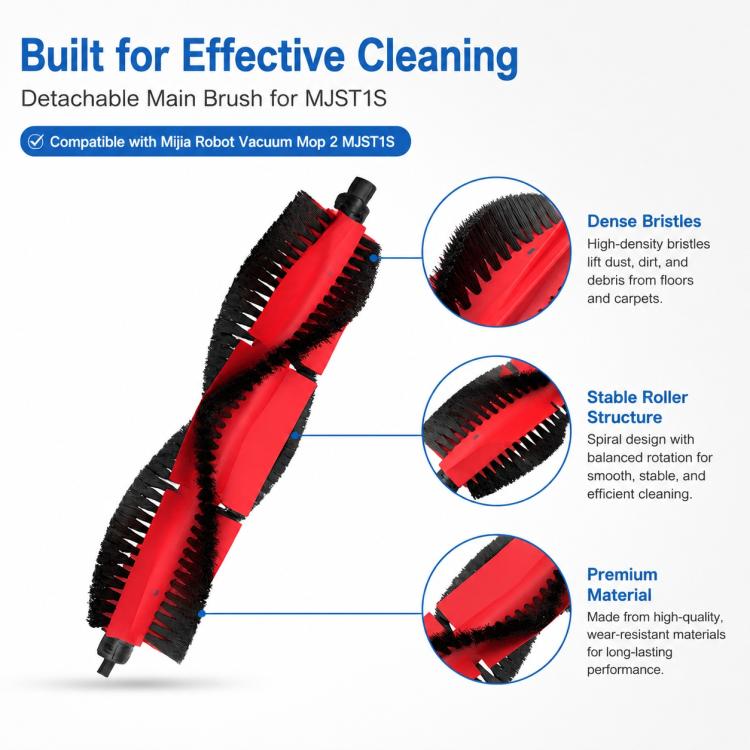 For Xiaomi Mijia Robot Vacuum Mop 2 MJST1S Replacement Parts, Detachable Main Brush, Dual White Side Brush, Dual Black Side Brush, Dual Filter, Filter-Free Dust Box, Mop Pad