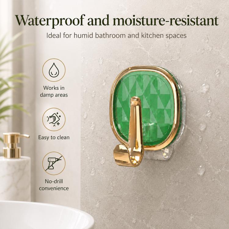 4pcs No Drill Light Luxury Plastic Adhesive Hooks Traceless Heavy-Duty Clothes Hook, 4PCS