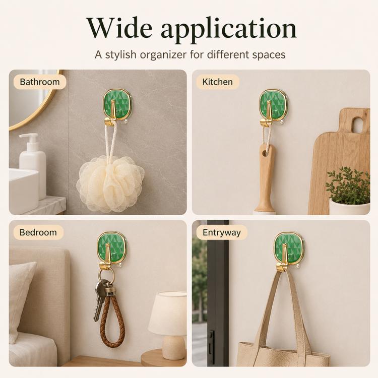 4pcs No Drill Light Luxury Plastic Adhesive Hooks Traceless Heavy-Duty Clothes Hook, 4PCS