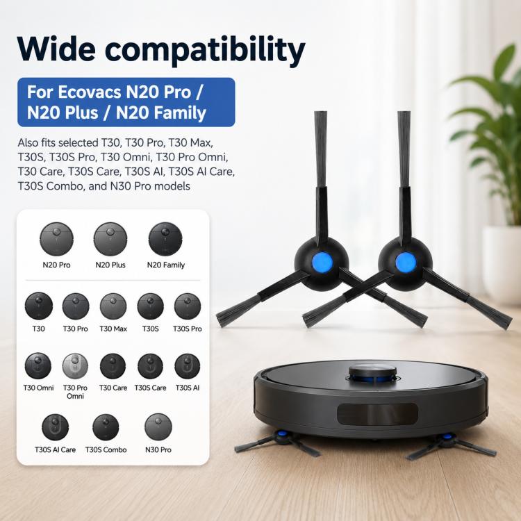 For Ecovacs DEEBOT N20 Pro / N20 Plus / N20 Replacement Parts, Dual Black Side Brush, Black Filter, White Filter, Activated Carbon Filter, Deep Mop Pad, Washable Mop Pad, Main Brush Cover, Mop Pad Holder, Water Tank, Filter-Free Dust Box