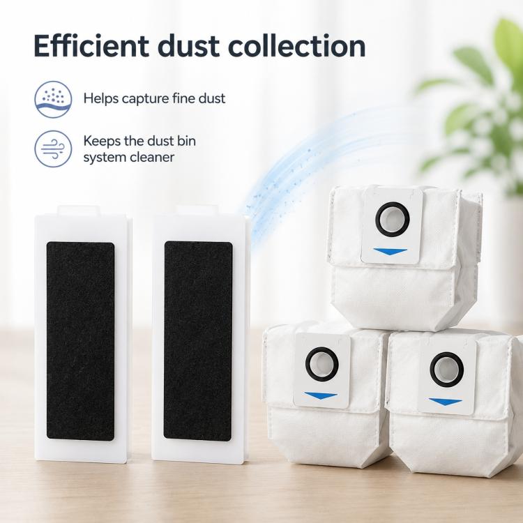 For Ecovacs DEEBOT T20 Pro / T20 Max / T20 Replacement Parts, 14pcs Combo, Main Brush, Activated Carbon Filter, Dual White Side Brush, Dual Grey Side Brush, Mop Pad Holder, Dust Bag, Activated Carbon Dust Bag, White Mop Pad, Grey Mop Pad               ...