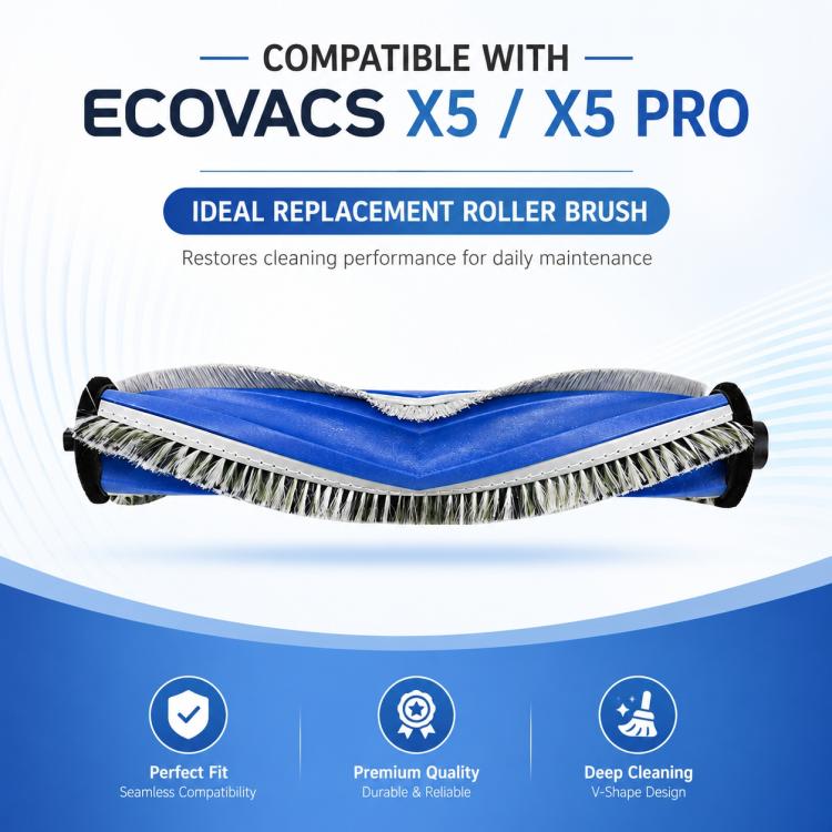 For Ecovacs DEEBOT X5 / X5 Pro / X5 Max / X5 Pro Plus Replacement Parts, Main Brush, Side Brush, Black Filter, White Filter, Blue Striped Mop Pad, Mop Pad, White Striped Mop Pad, Dust Bag, Activated Carbon Dust Bag, Mop Pad Holder, Main Brush Cover