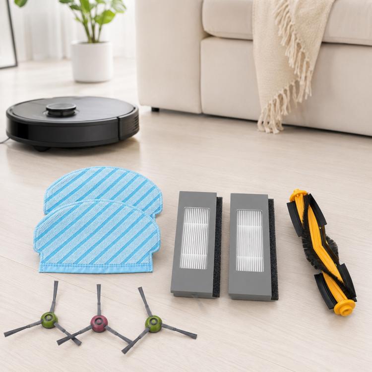 For Ecovacs DEEBOT T5 / T5 Max / N5 / N8 / DV35 / DJ65 / DX55 Replacement Parts, Dual Side Brush, Filter, Mop Pad, Disposable Mop Pad, 10pcs/Pack Wet Mop Pad, Mop Pad Holder, Dust Box, Dust Box Flap, 10pcs Hook and Loop Fastener, 9pcs Combo, 10pcs Combo