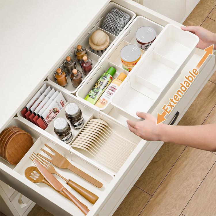 Retractable Drawer Storage Box, 3 in 1 24-29x22x5.5cm, 3 in 1 30-37x22x5.5cm