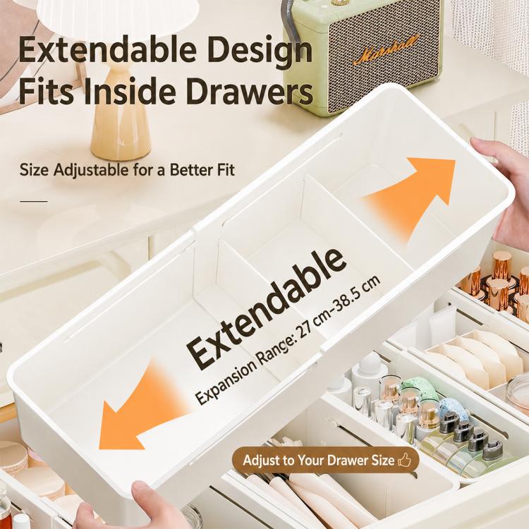 Retractable Drawer Storage Box, 3 in 1 24-29x22x5.5cm, 3 in 1 30-37x22x5.5cm
