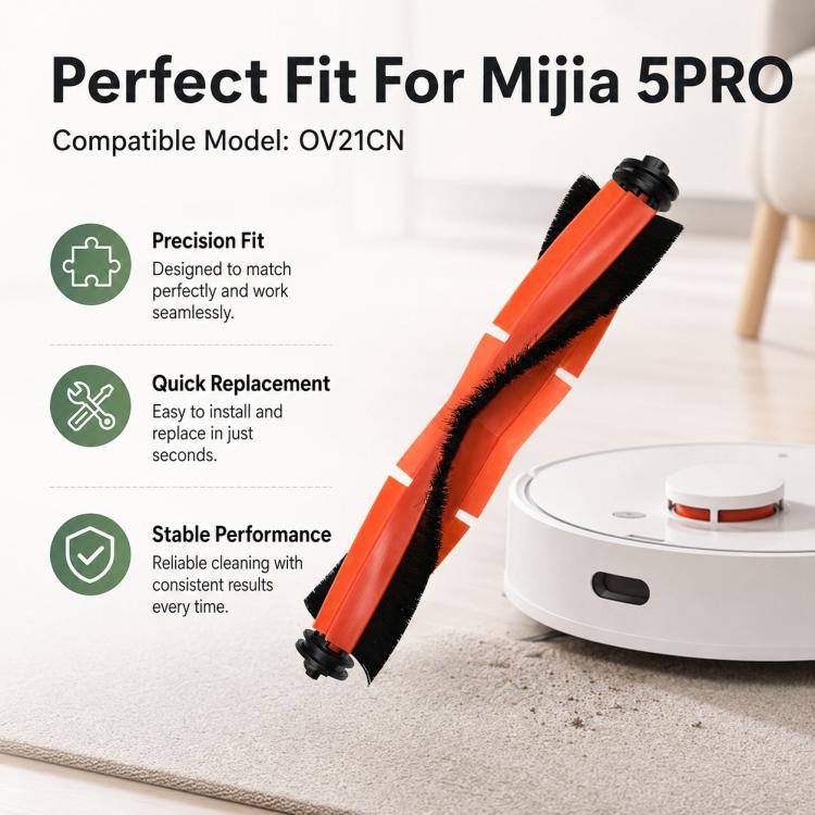 For Xiaomi Mijia Robot Vacuum Cleaner 5 Pro OV21CN Replacement Parts, Main Brush, Side Brush, Dust Bag, Activated Carbon Dust Bag, Dual Filter, Fine Mop Pad, Thick Striped Mop Pad