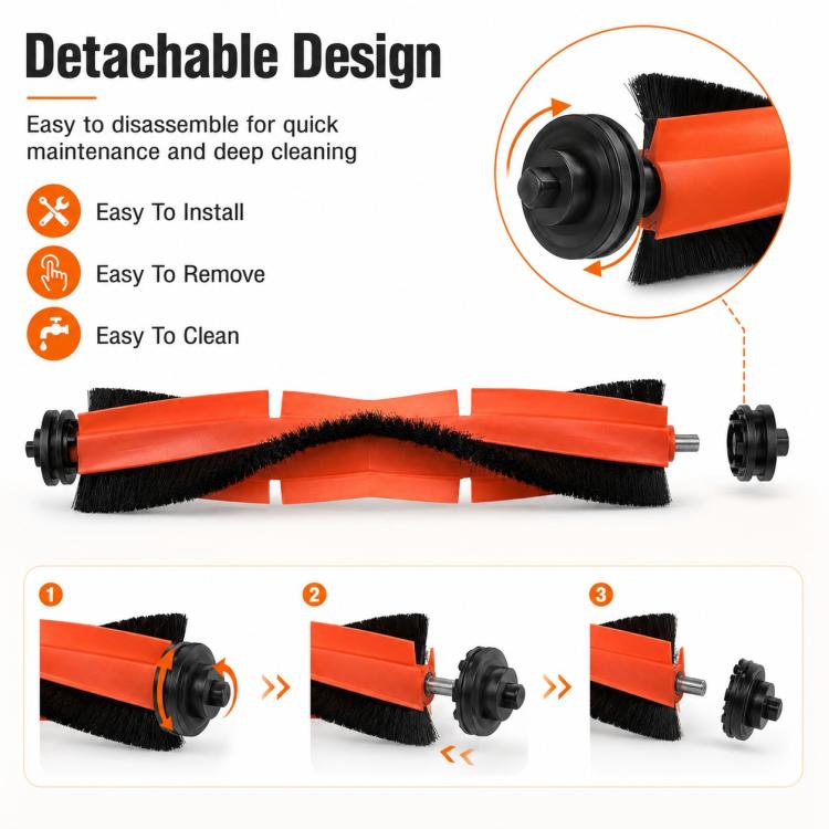 For Xiaomi Mijia Robot Vacuum Cleaner 5 Pro OV21CN Replacement Parts, Main Brush, Side Brush, Dust Bag, Activated Carbon Dust Bag, Dual Filter, Fine Mop Pad, Thick Striped Mop Pad
