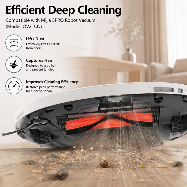 For Xiaomi Mijia Robot Vacuum Cleaner 5 Pro OV21CN Replacement Parts, Main Brush, Side Brush, Dust Bag, Activated Carbon Dust Bag, Dual Filter, Fine Mop Pad, Thick Striped Mop Pad