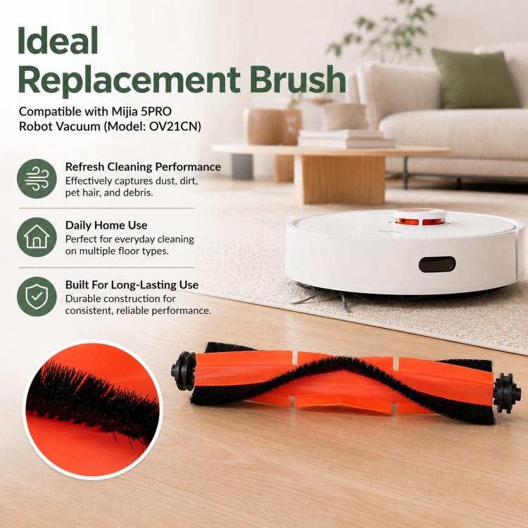 For Xiaomi Mijia Robot Vacuum Cleaner 5 Pro OV21CN Replacement Parts, Main Brush, Side Brush, Dust Bag, Activated Carbon Dust Bag, Dual Filter, Fine Mop Pad, Thick Striped Mop Pad