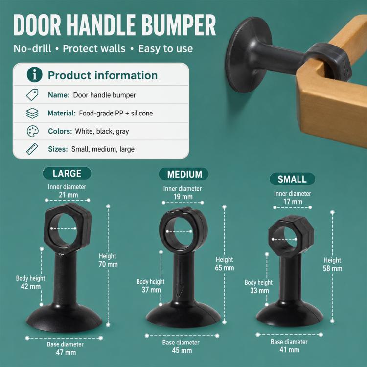 Suction Cup Door Handle Anti-collision Protective Pad, 58x41x17mm, 65x45x19mm, 70x47x21mm