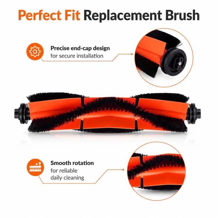 For Xiaomi Robot Vacuum X10 Plus / X20 Plus / S20 / S20 Plus / S10 / S10 Plus / S10 Pro Replacement Parts, Grey Orange Main Brush, Black Orange Main Brush, Rubber Roller Brush, Main Rubber Brush Cover, Main Brush Cover, Grey Side Brush, White Side Brus...