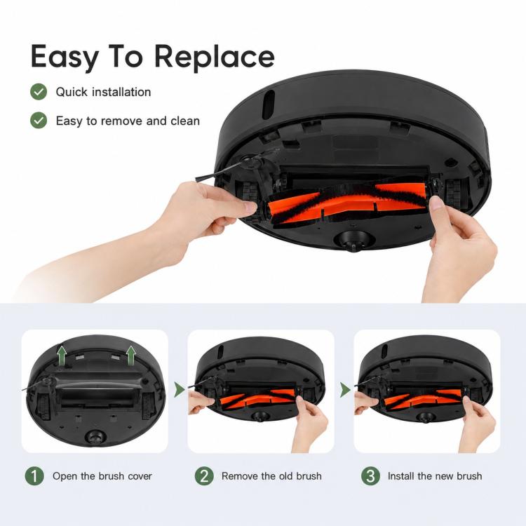 For Xiaomi Robot Vacuum X10 Plus / X20 Plus / S20 / S20 Plus / S10 / S10 Plus / S10 Pro Replacement Parts, Grey Orange Main Brush, Black Orange Main Brush, Rubber Roller Brush, Main Rubber Brush Cover, Main Brush Cover, Grey Side Brush, White Side Brus...