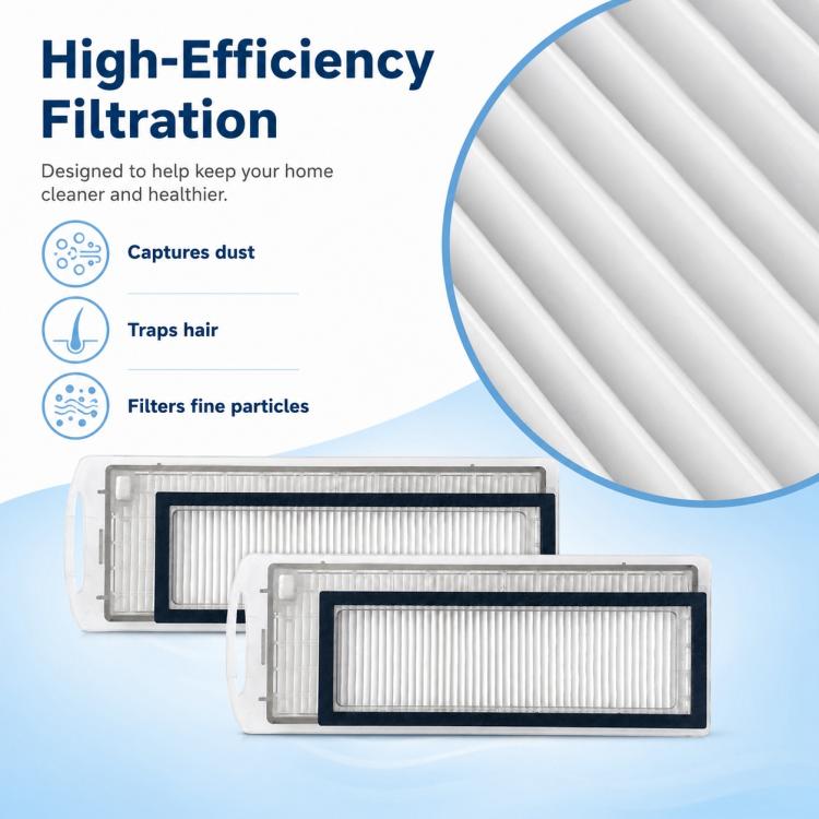 For Narwal J1 / J2 Robot Vacuum Cleaner Replacement Parts, Dual Magnetic Filters, White Full-Fiber Mop Pad, Grey Full-Fiber Mop Pad, Blue Striped Mop Pad, White Striped Mop Pad, 6pcs Combo