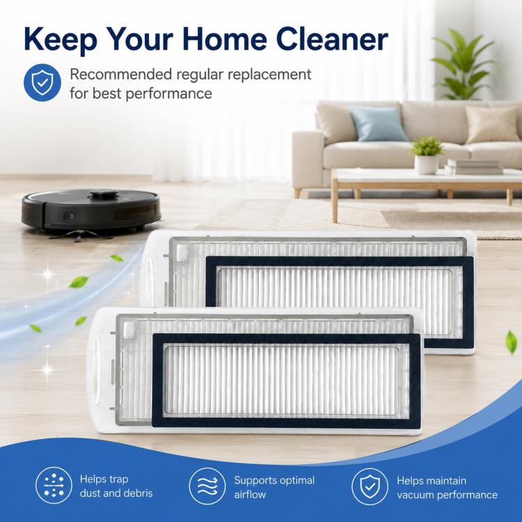 For Narwal J1 / J2 Robot Vacuum Cleaner Replacement Parts, Dual Magnetic Filters, White Full-Fiber Mop Pad, Grey Full-Fiber Mop Pad, Blue Striped Mop Pad, White Striped Mop Pad, 6pcs Combo