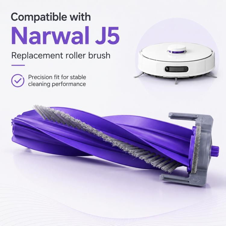 For Narwal J5 Robot Vacuum Cleaner Replacement Parts, Main Brush, Dual Side Brush, White Mop Pad, Grey Mop Pad, 2pcs Activated Carbon Filter, Dual Filter, Dust Bag, Main Brush Cover