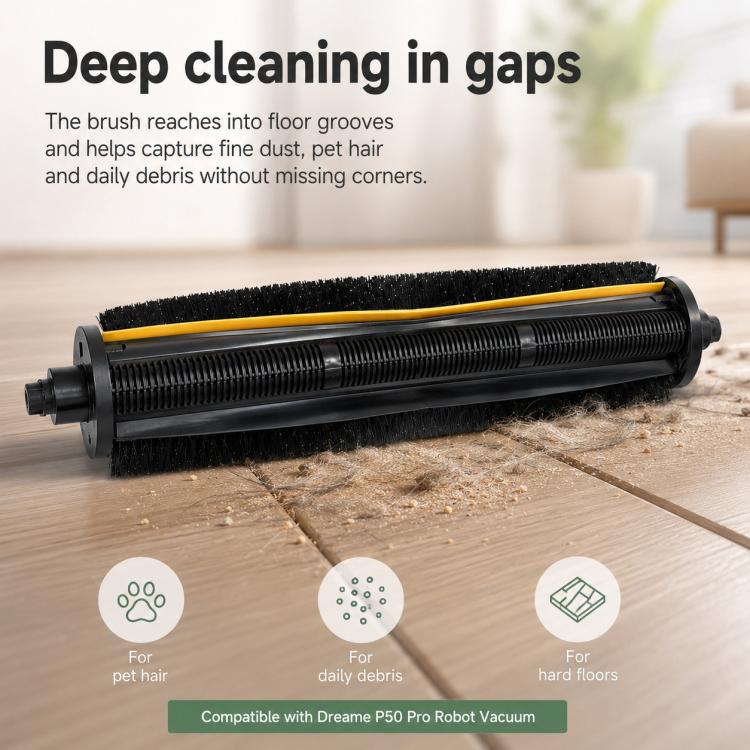 For Dreame P50 Pro Robot Vacuum Cleaner Replacement Parts, Hair Cutting Roller Brush, Main Brush, Main Rubber Brush Cover, Mop Pad, Dust Bag, Activated Carbon Dust Bag, Filter, Side Brush