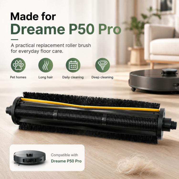 For Dreame P50 Pro Robot Vacuum Cleaner Replacement Parts, Hair Cutting Roller Brush, Main Brush, Main Rubber Brush Cover, Mop Pad, Dust Bag, Activated Carbon Dust Bag, Filter, Side Brush