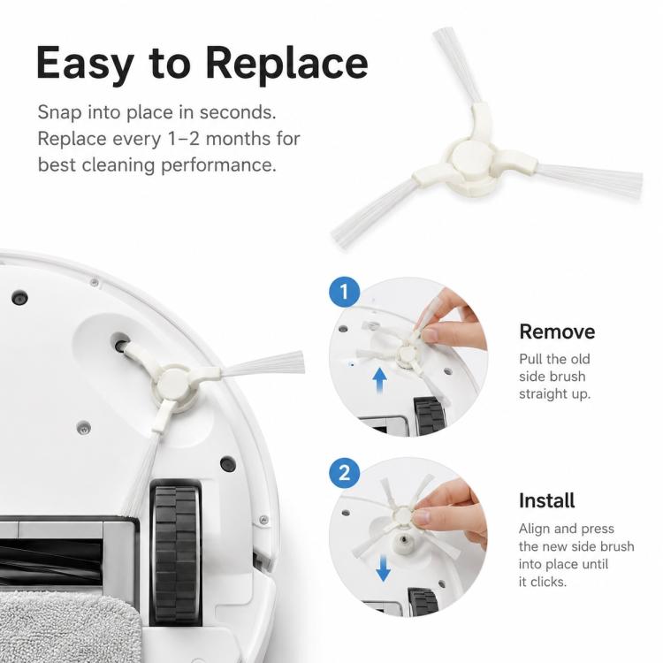 For Dreame W10 / W10 Pro Robot Vacuum Cleaner Replacement Parts, Triangle Side Brush, Filter-Free Dust Box, Dust Box Flap, Main Brush Cover, 5pcs Combo