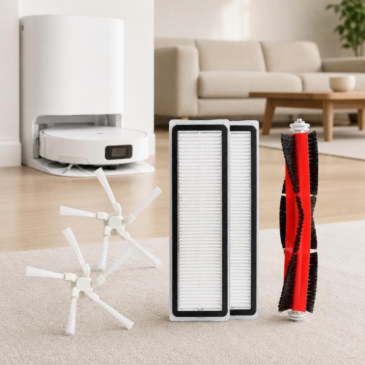 For Dreame W10 / W10 Pro Robot Vacuum Cleaner Replacement Parts, Triangle Side Brush, Filter-Free Dust Box, Dust Box Flap, Main Brush Cover, 5pcs Combo