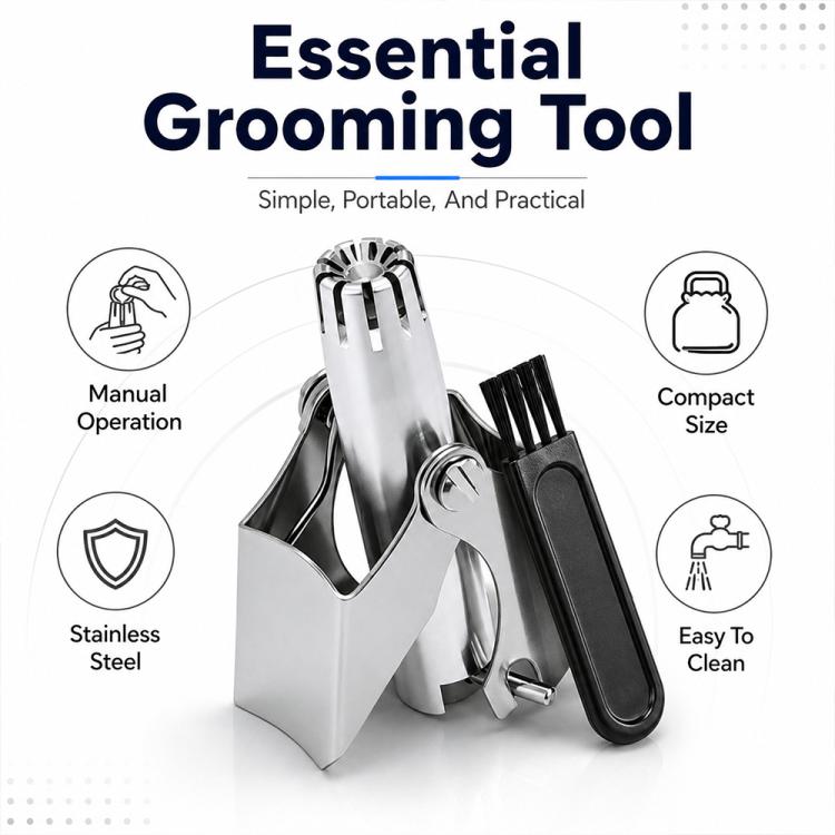 Portable Stainless Steel Manual Nose Hair Trimmer Travel Grooming Tool