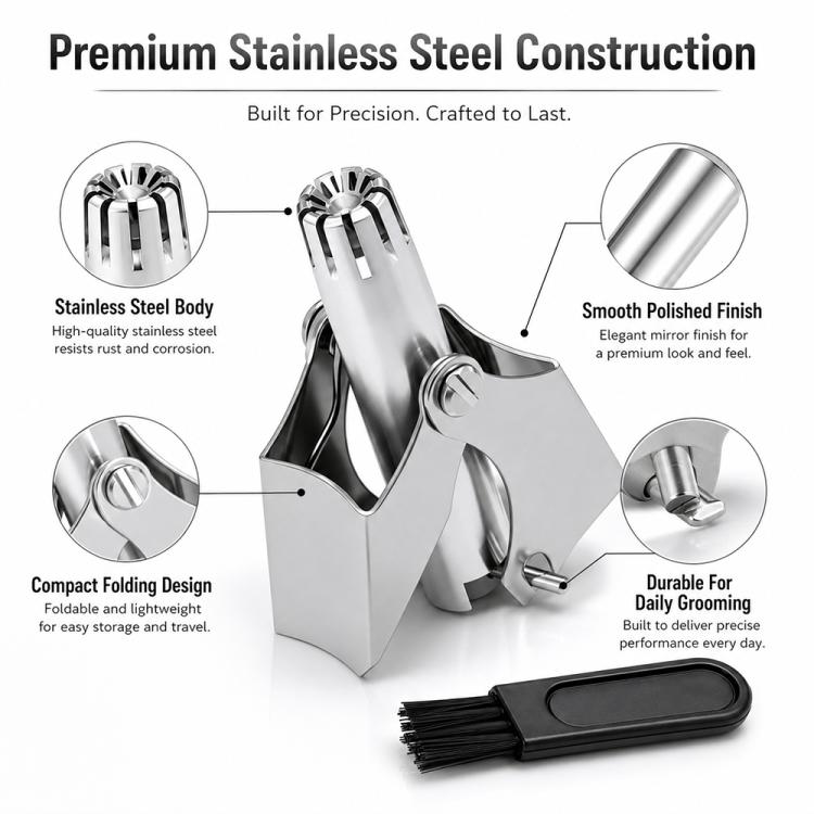 Portable Stainless Steel Manual Nose Hair Trimmer Travel Grooming Tool