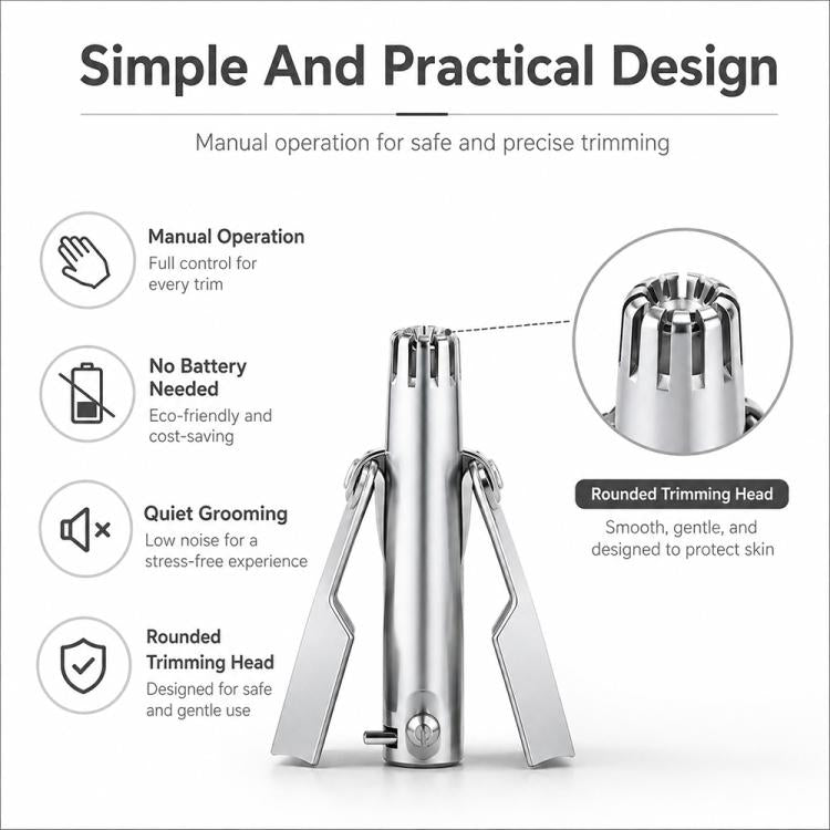 Portable Stainless Steel Manual Nose Hair Trimmer Travel Grooming Tool