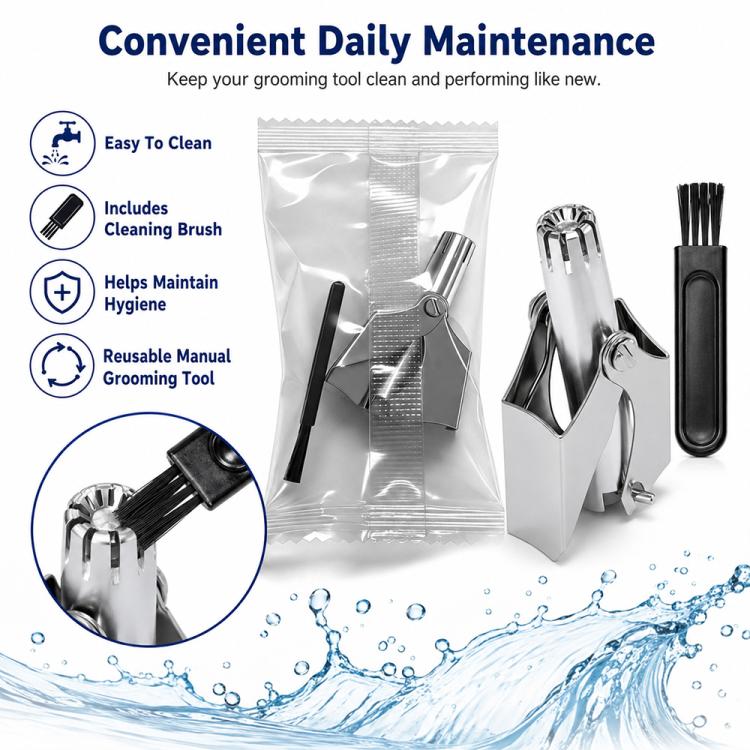Portable Stainless Steel Manual Nose Hair Trimmer Travel Grooming Tool