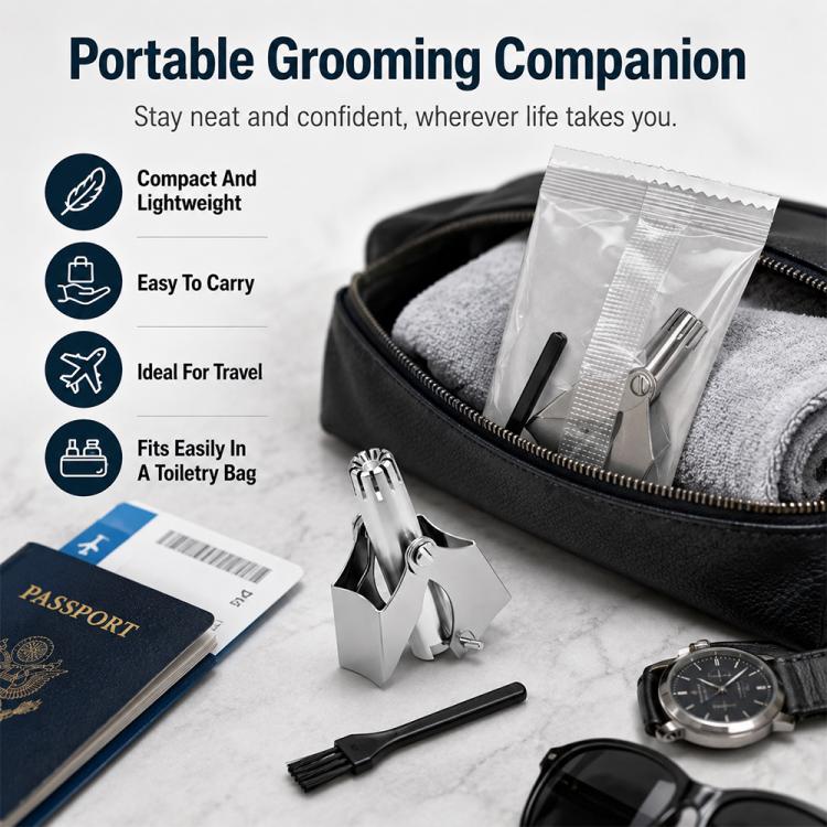 Portable Stainless Steel Manual Nose Hair Trimmer Travel Grooming Tool