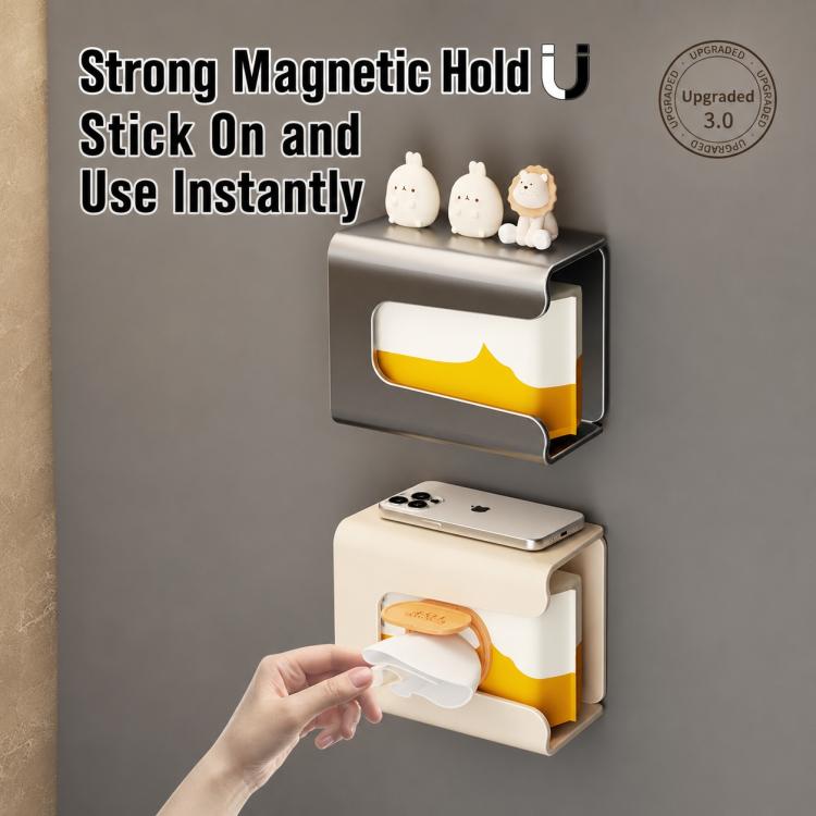 Wall Mounted Magnetic Tissue Holder No Drilling Carbon Steel Facial Tissue Box
