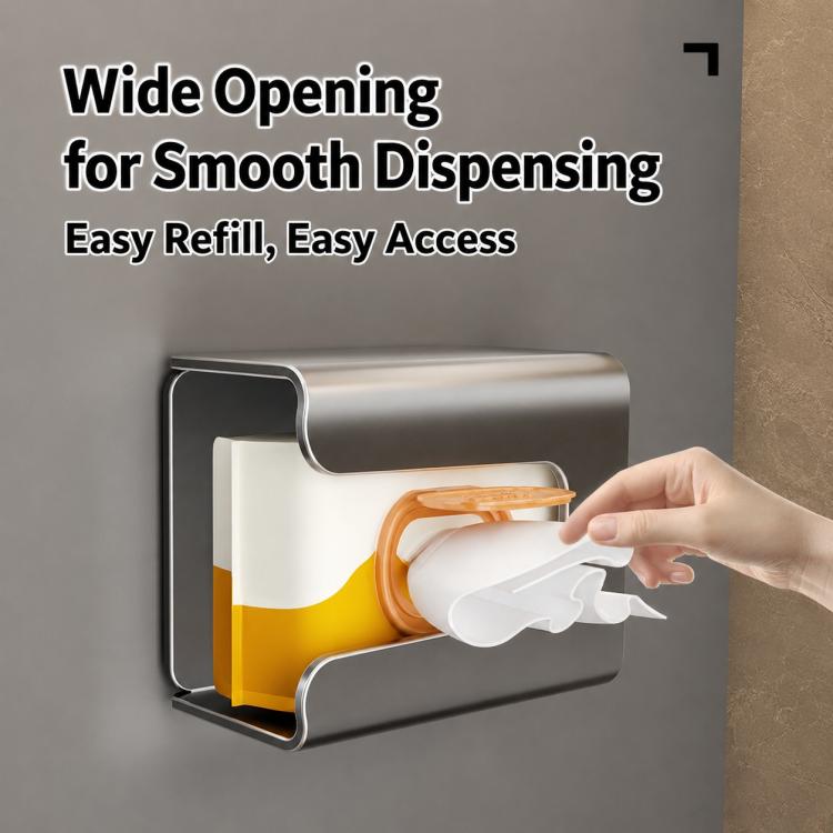 Wall Mounted Magnetic Tissue Holder No Drilling Carbon Steel Facial Tissue Box